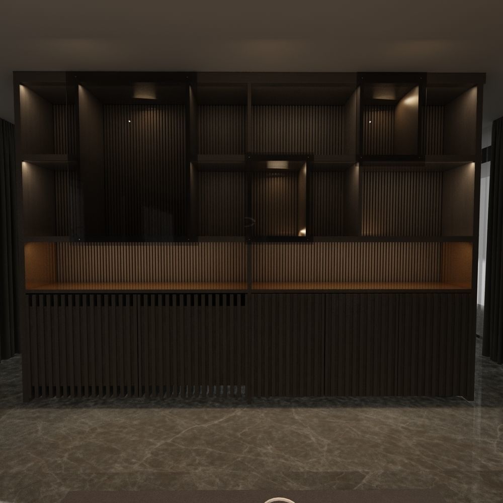 Bookcase with shelves and drawers 3D model_1