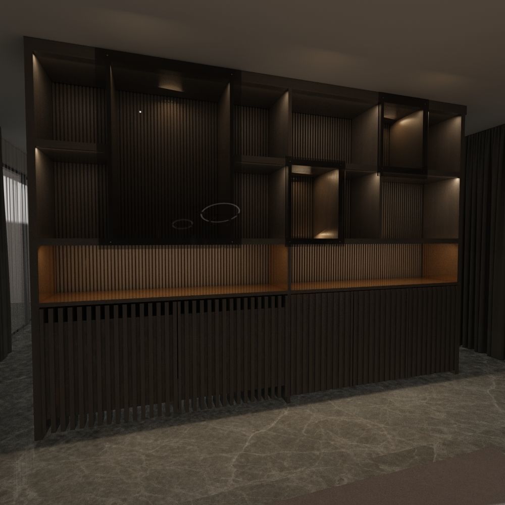 Bookcase with shelves and drawers 3D model_2