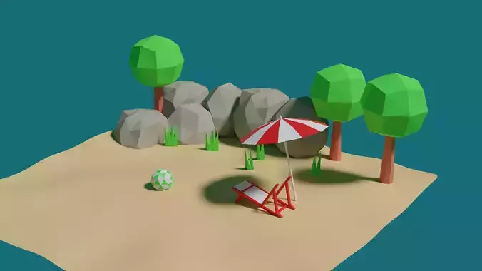 Lowpoly sand beach