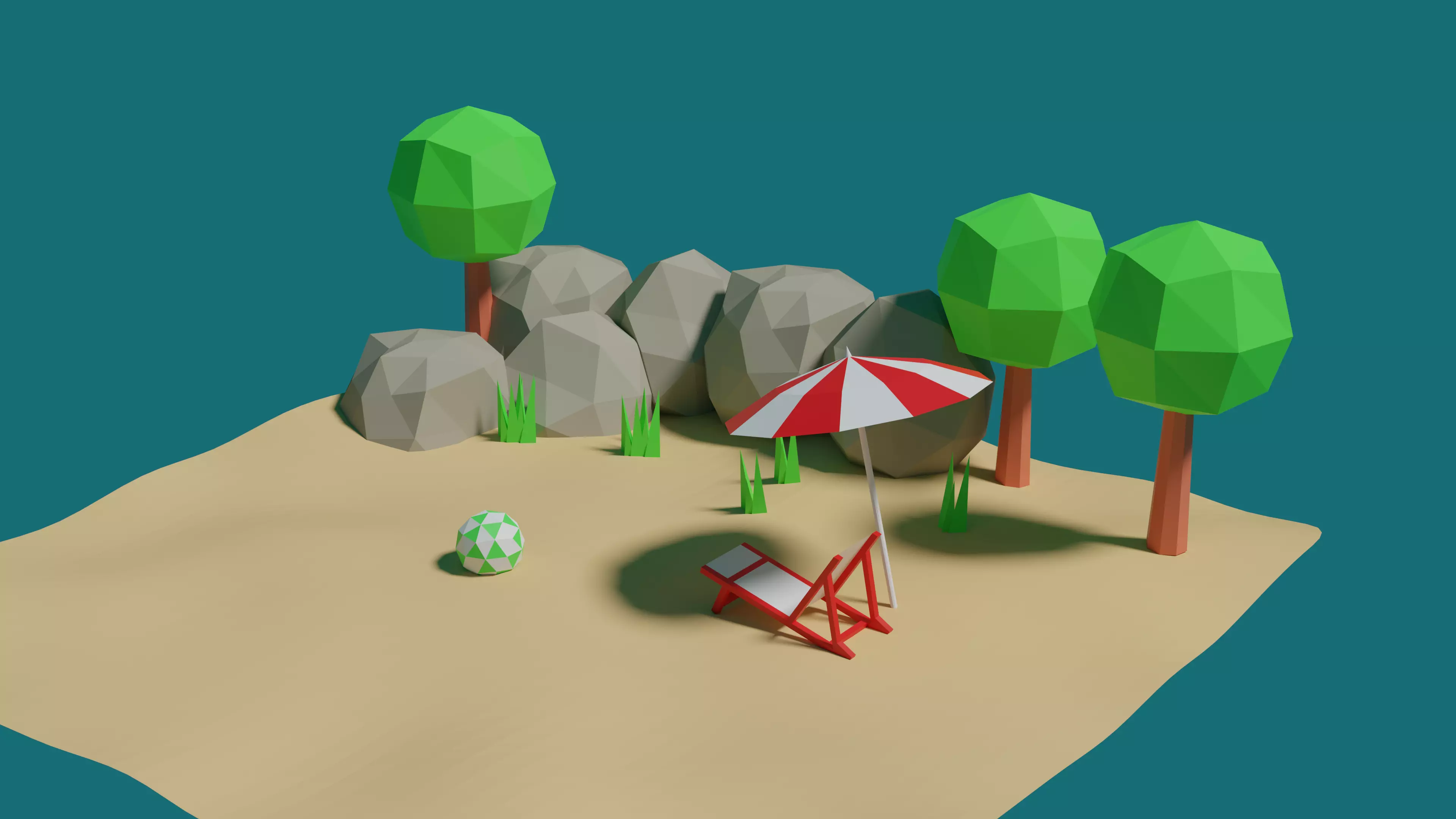 Lowpoly sand beach 3D model