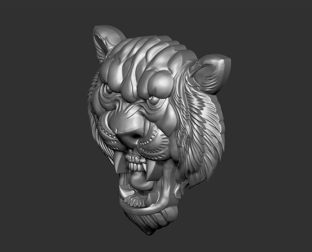 tiger head 3D print model_4