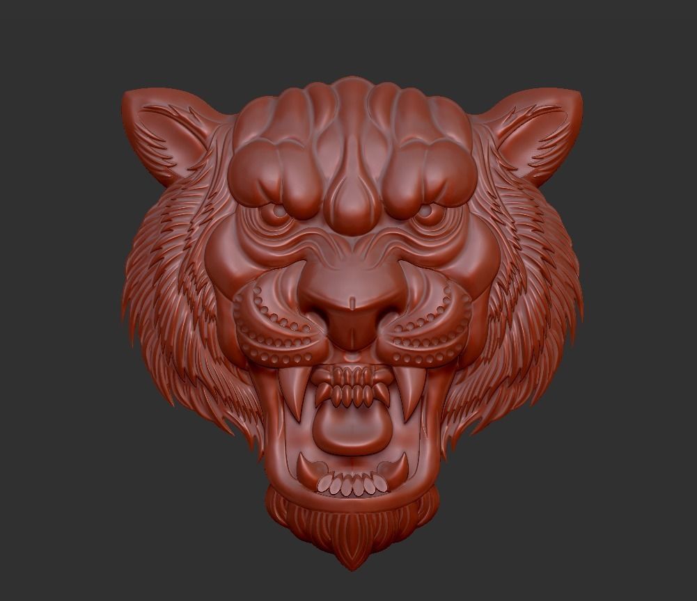 tiger head 3D print model_8