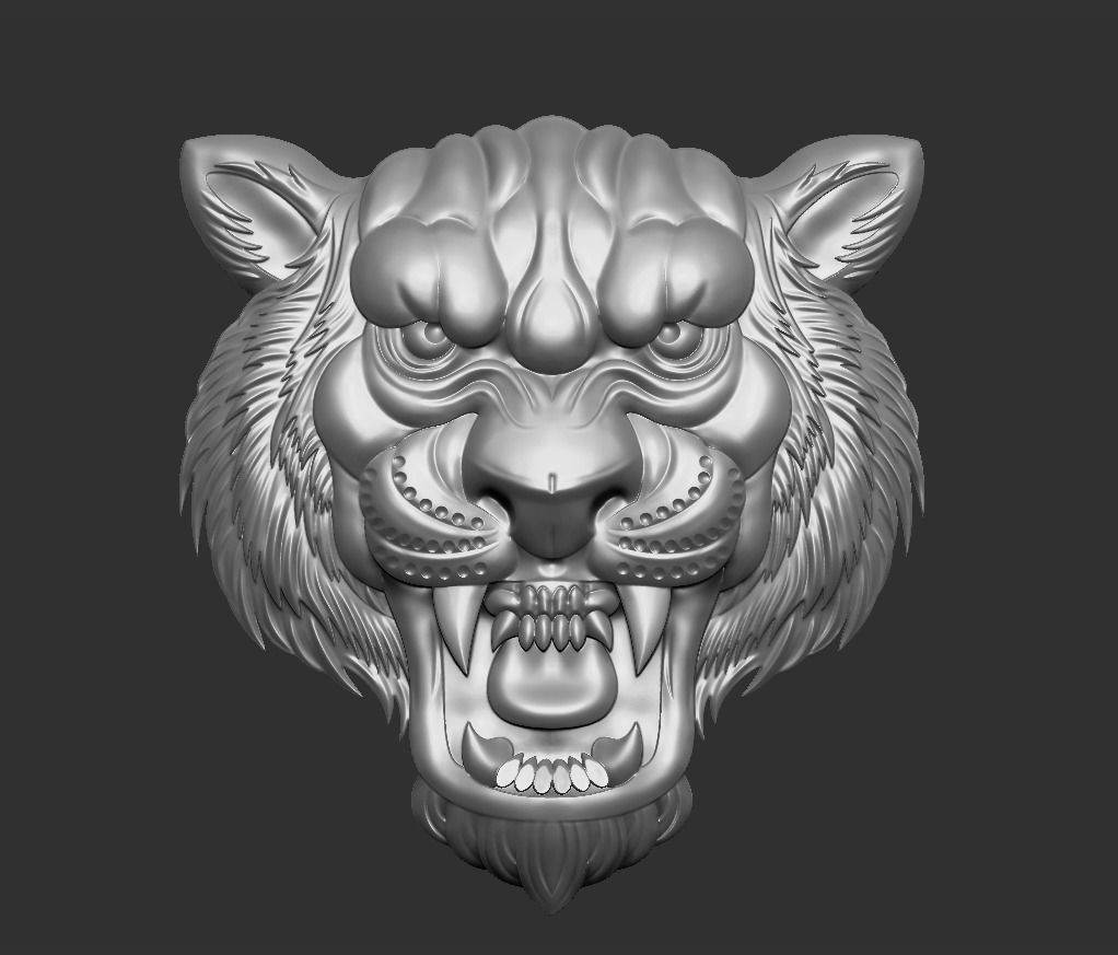 tiger head 3D print model_9