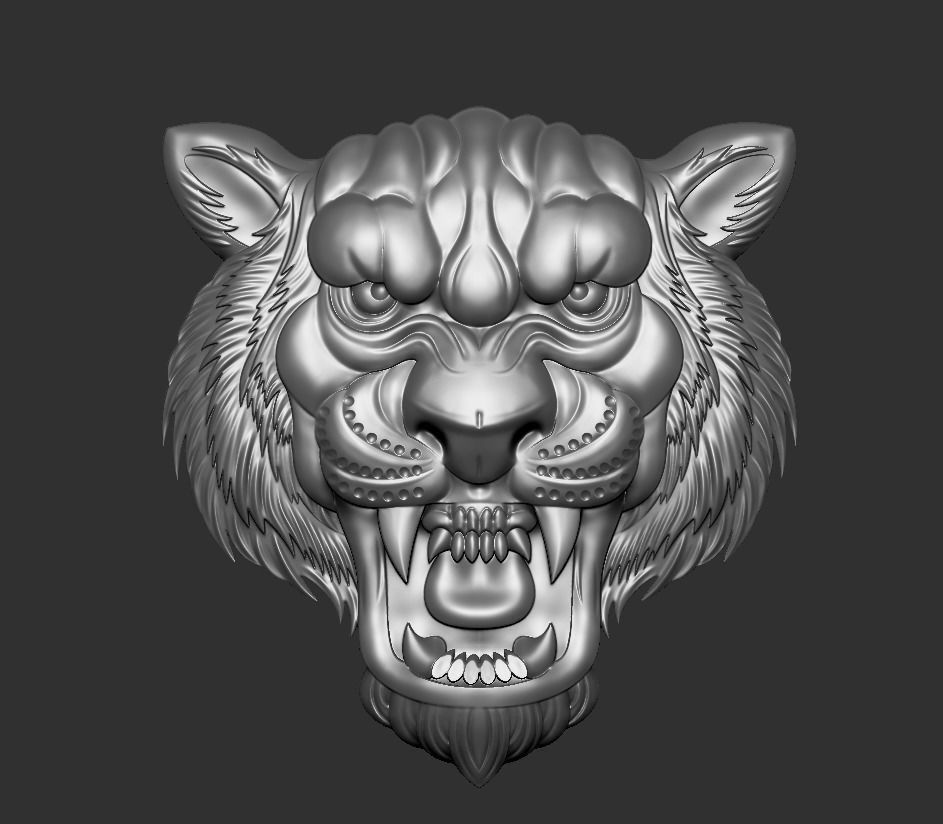 tiger head 3D print model_3