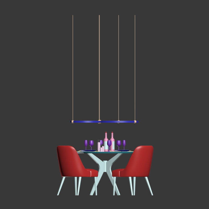 Modern Dinning Set 2 3D model_1