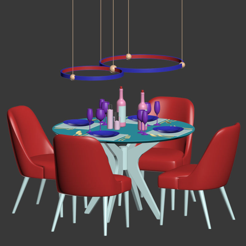 Modern Dinning Set 2 3D model_3