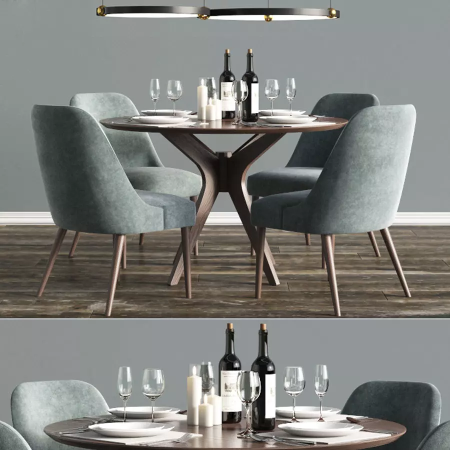 Modern Dinning Set 2 3D model_0