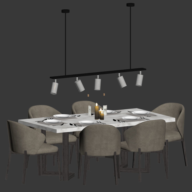 Modern Dinning Set 3 3D model_2