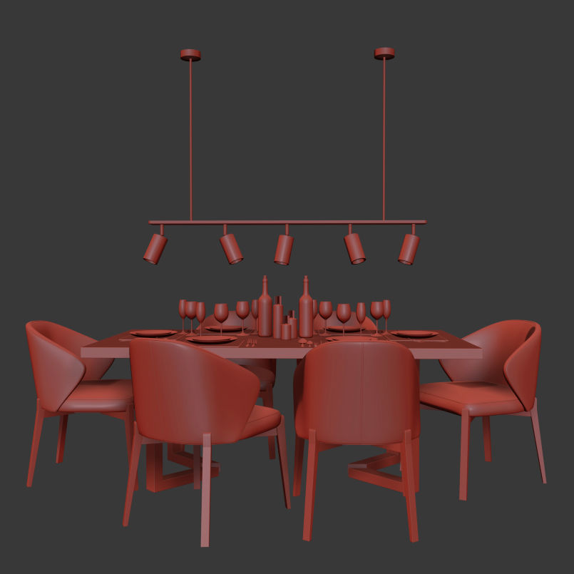 Modern Dinning Set 3 3D model_1