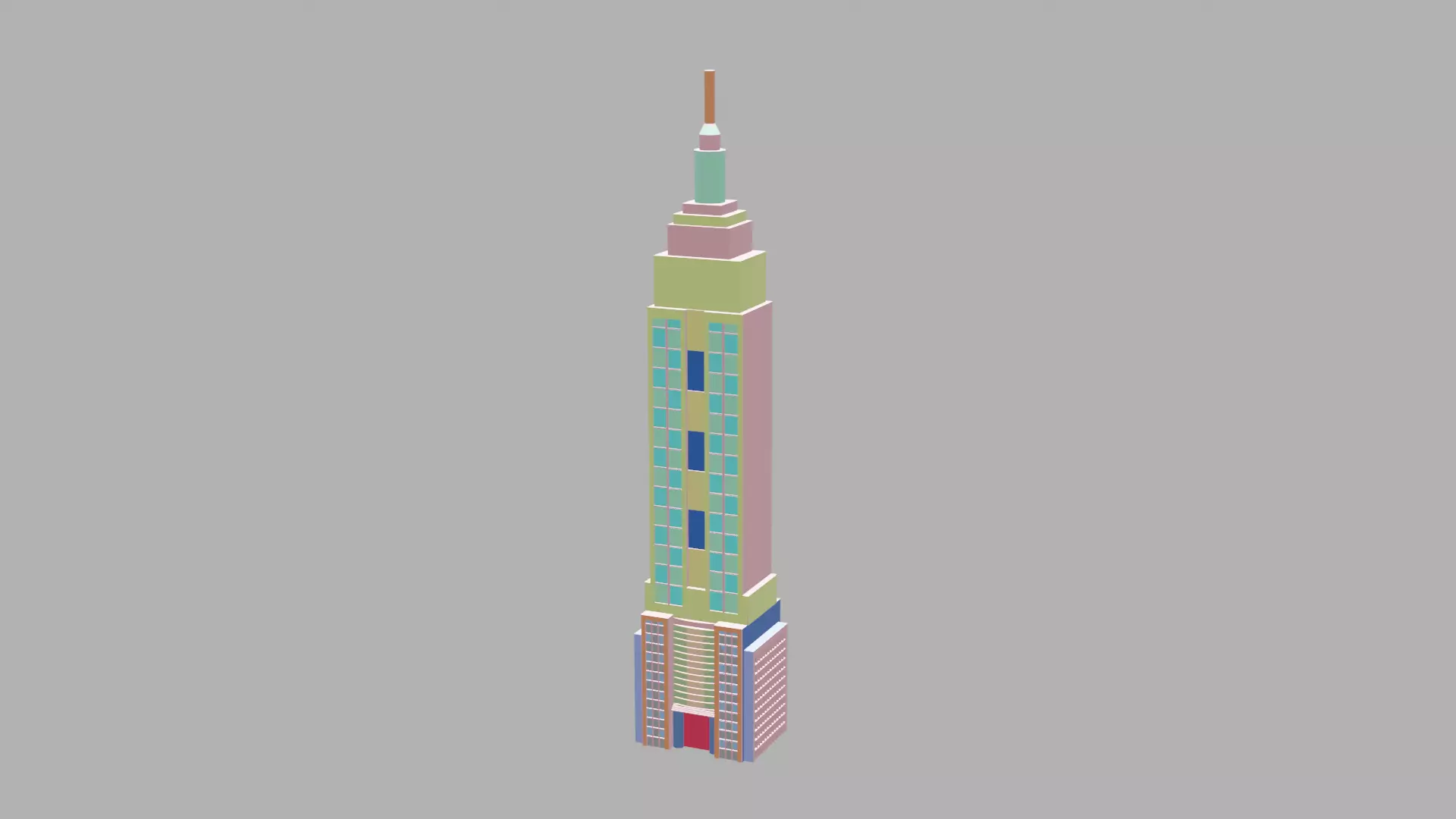 Empire State Building Low-poly 3D model_0