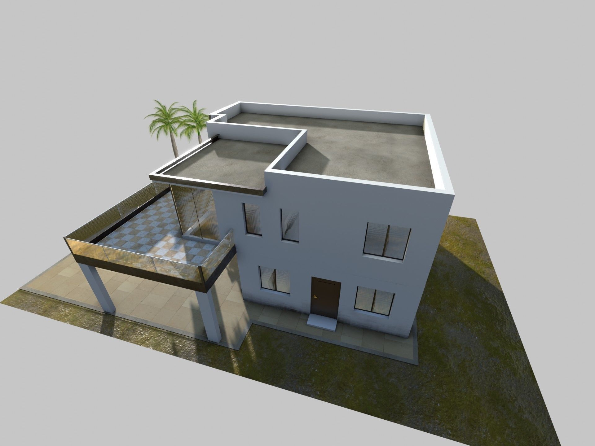 Modern house Low-poly 3D model_7