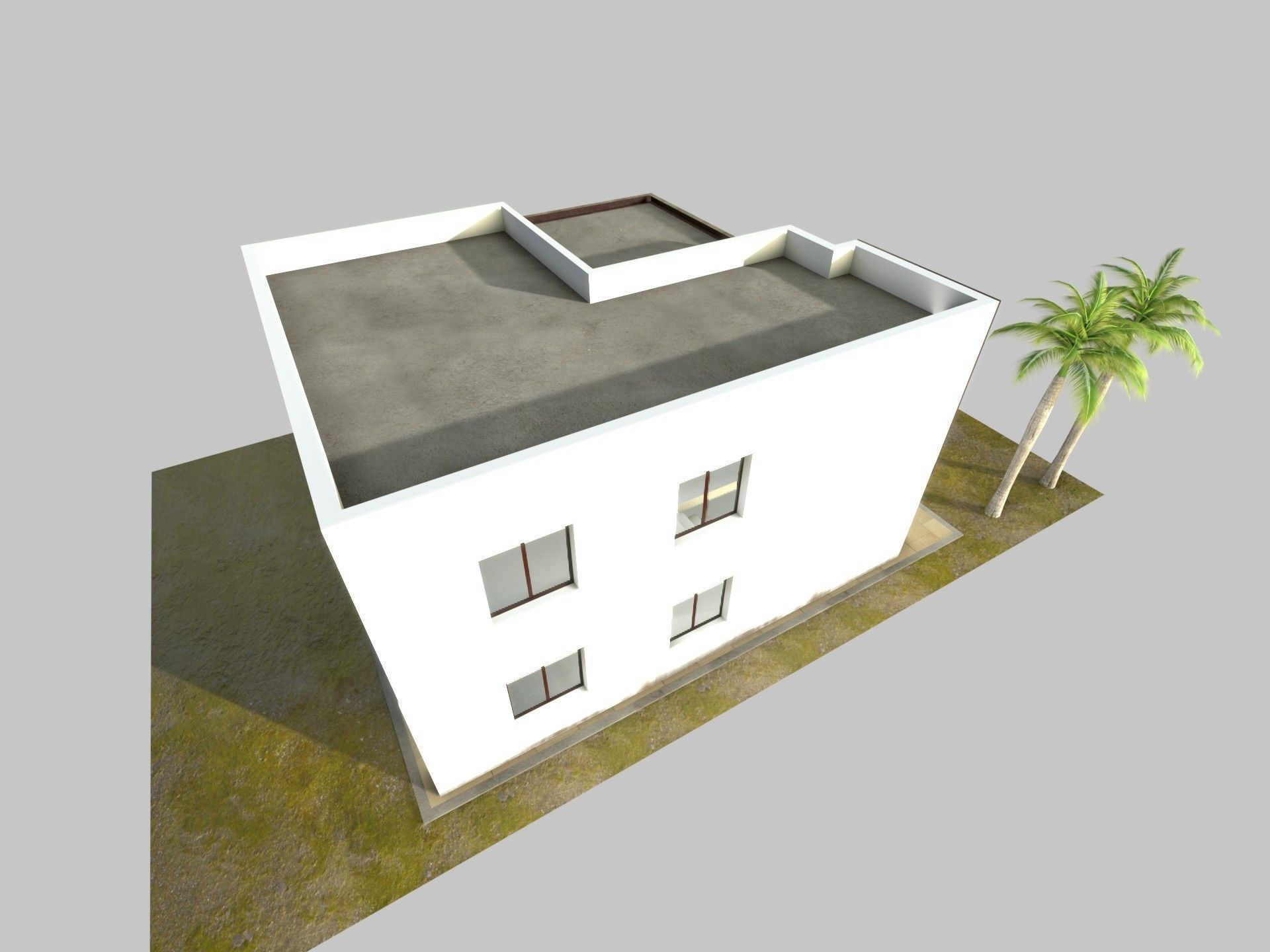 Modern house Low-poly 3D model_9