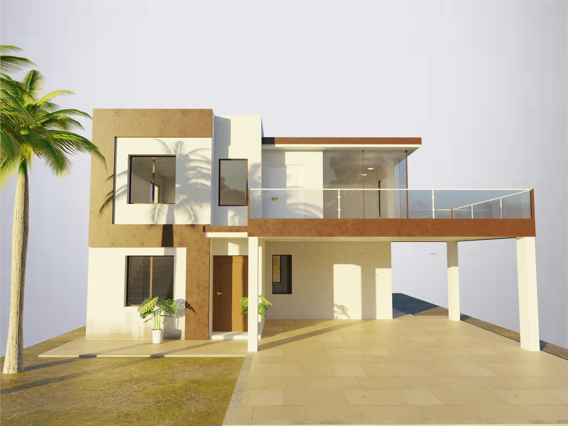 Modern house Low-poly 3D model_3