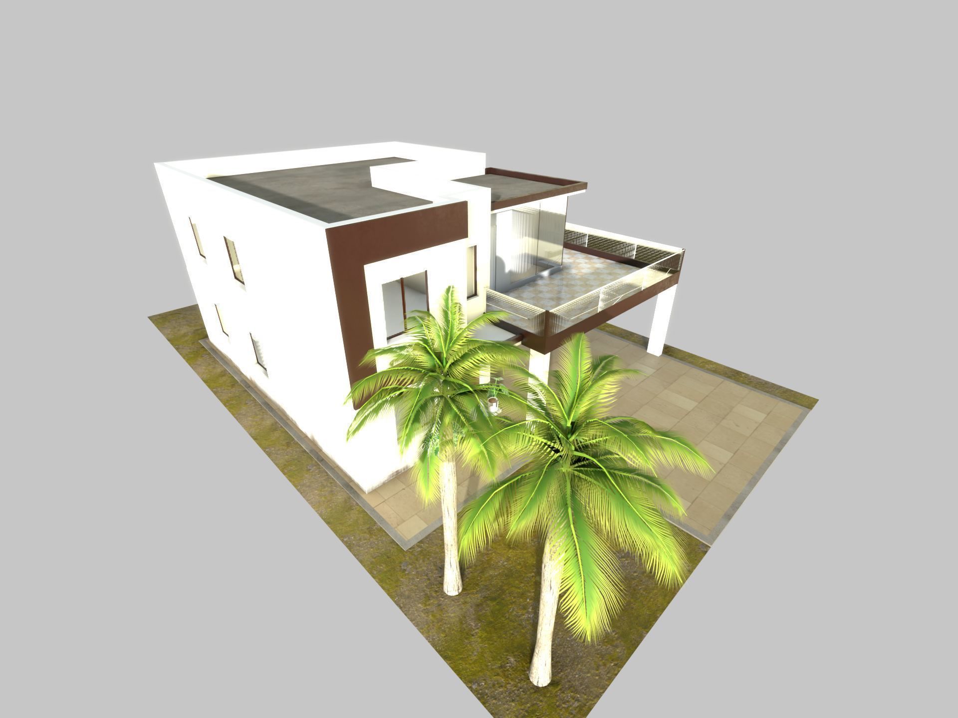 Modern house Low-poly 3D model_10
