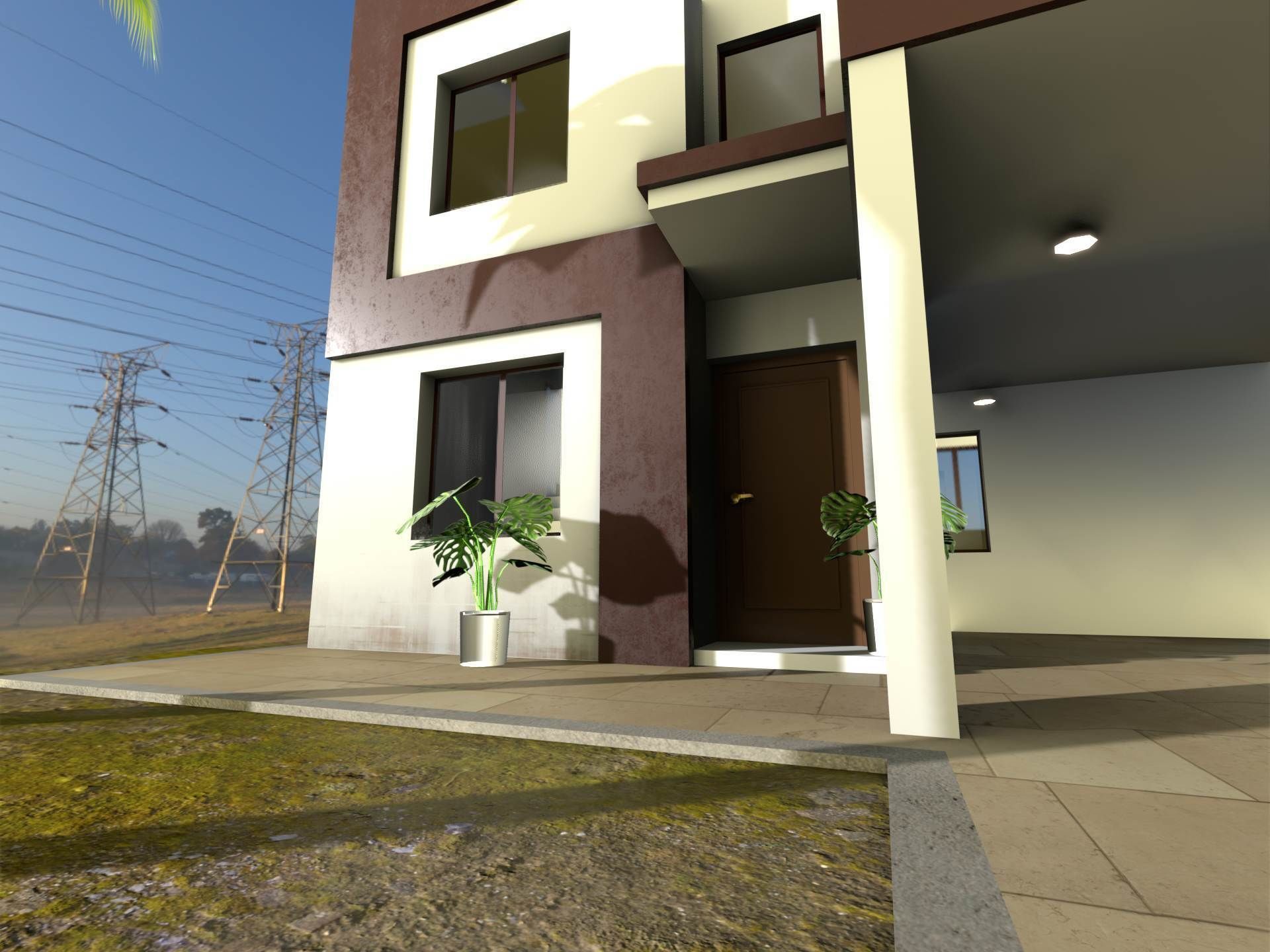 Modern house Low-poly 3D model_11