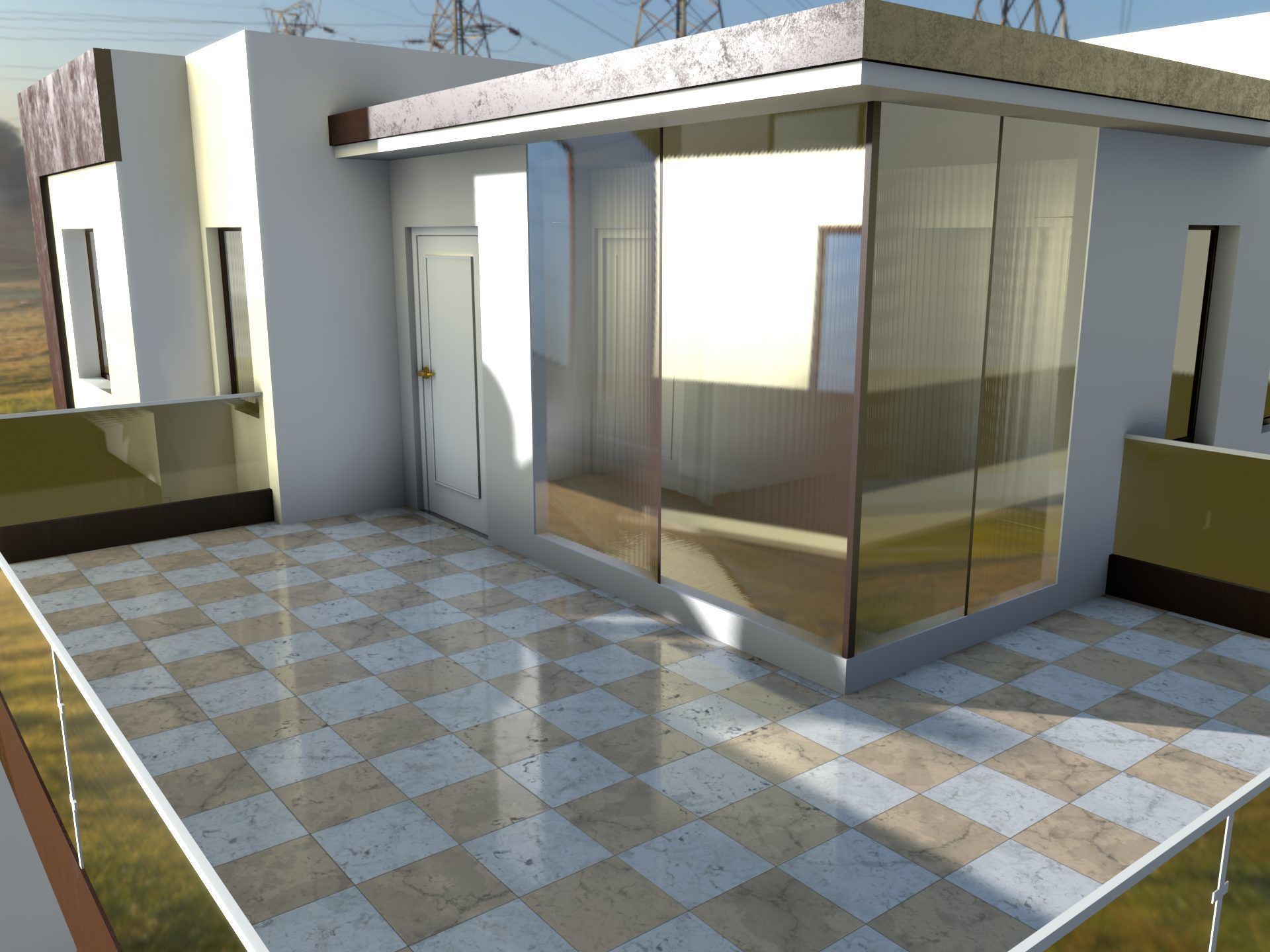 Modern house Low-poly 3D model_6