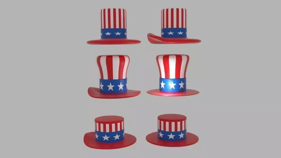 USA Hat Pack Low-poly 3D model_3