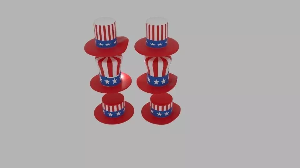 USA Hat Pack Low-poly 3D model_0