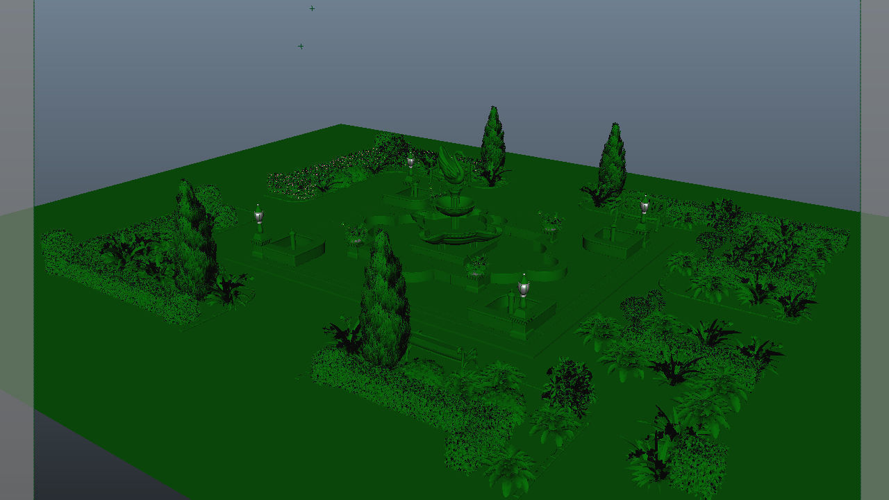 Fountain garden 3D model_2