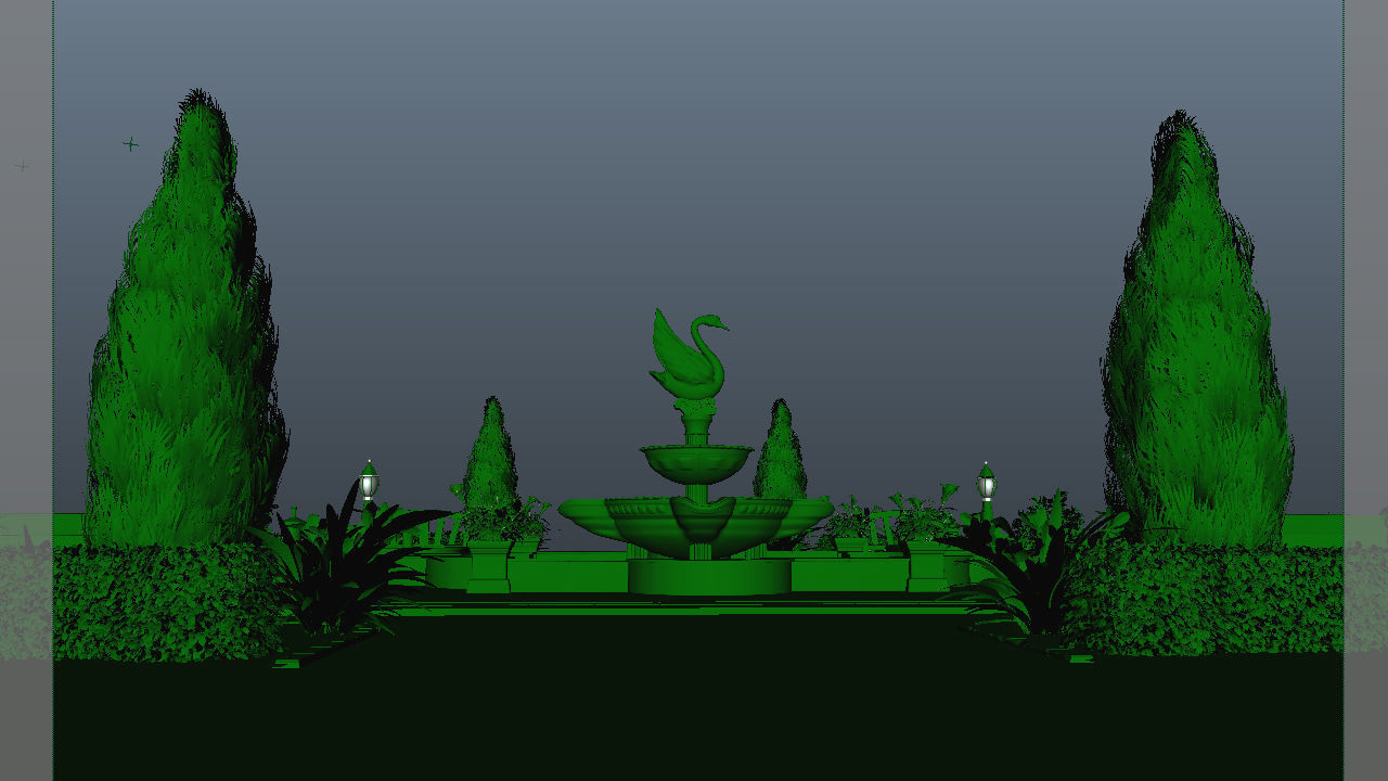 Fountain garden 3D model_1