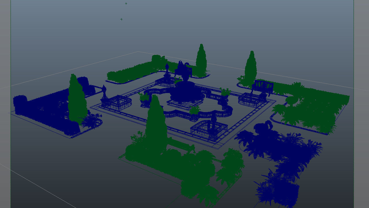 Fountain garden 3D model_5