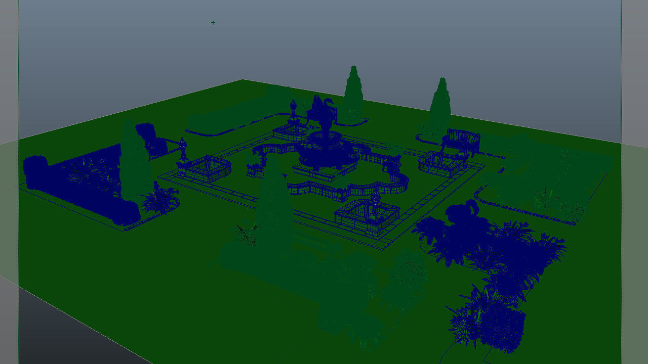 Fountain garden 3D model_6