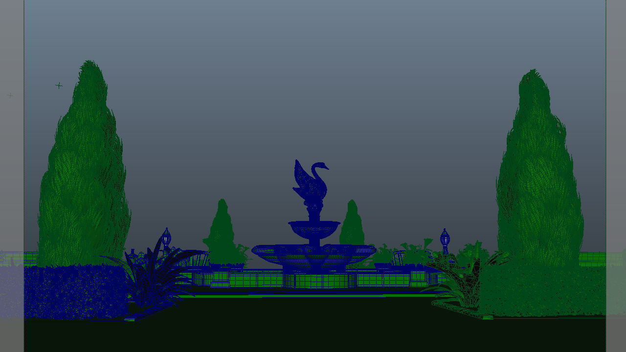 Fountain garden 3D model_4