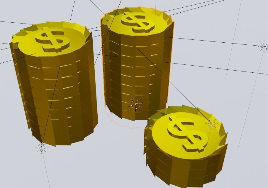Things three gold coins 3D model_4