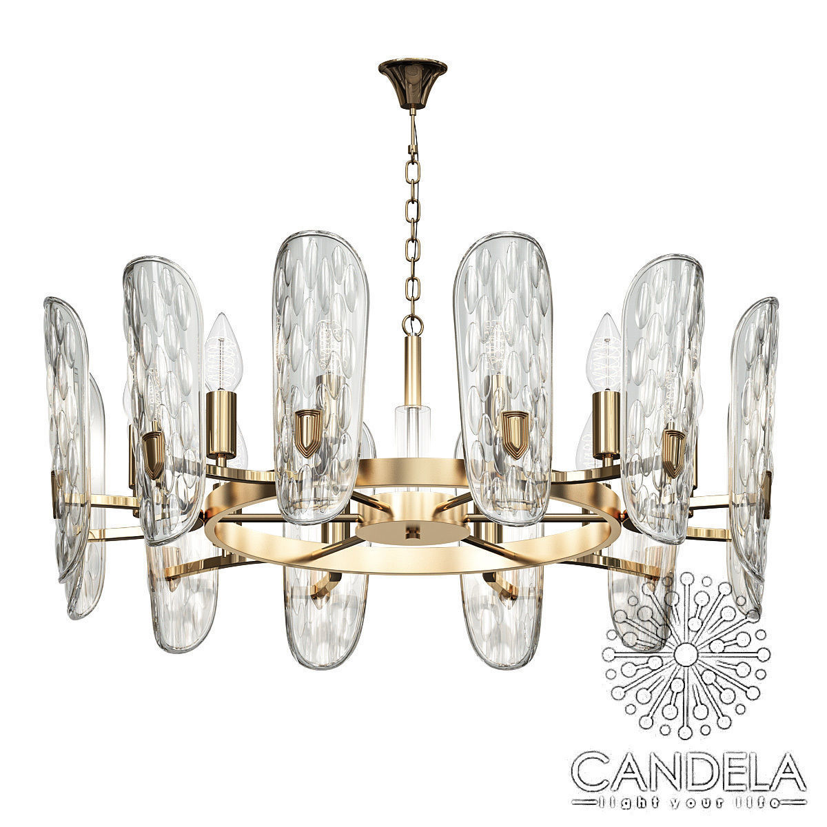candela modern chandelier in brass and glass 3D model_5