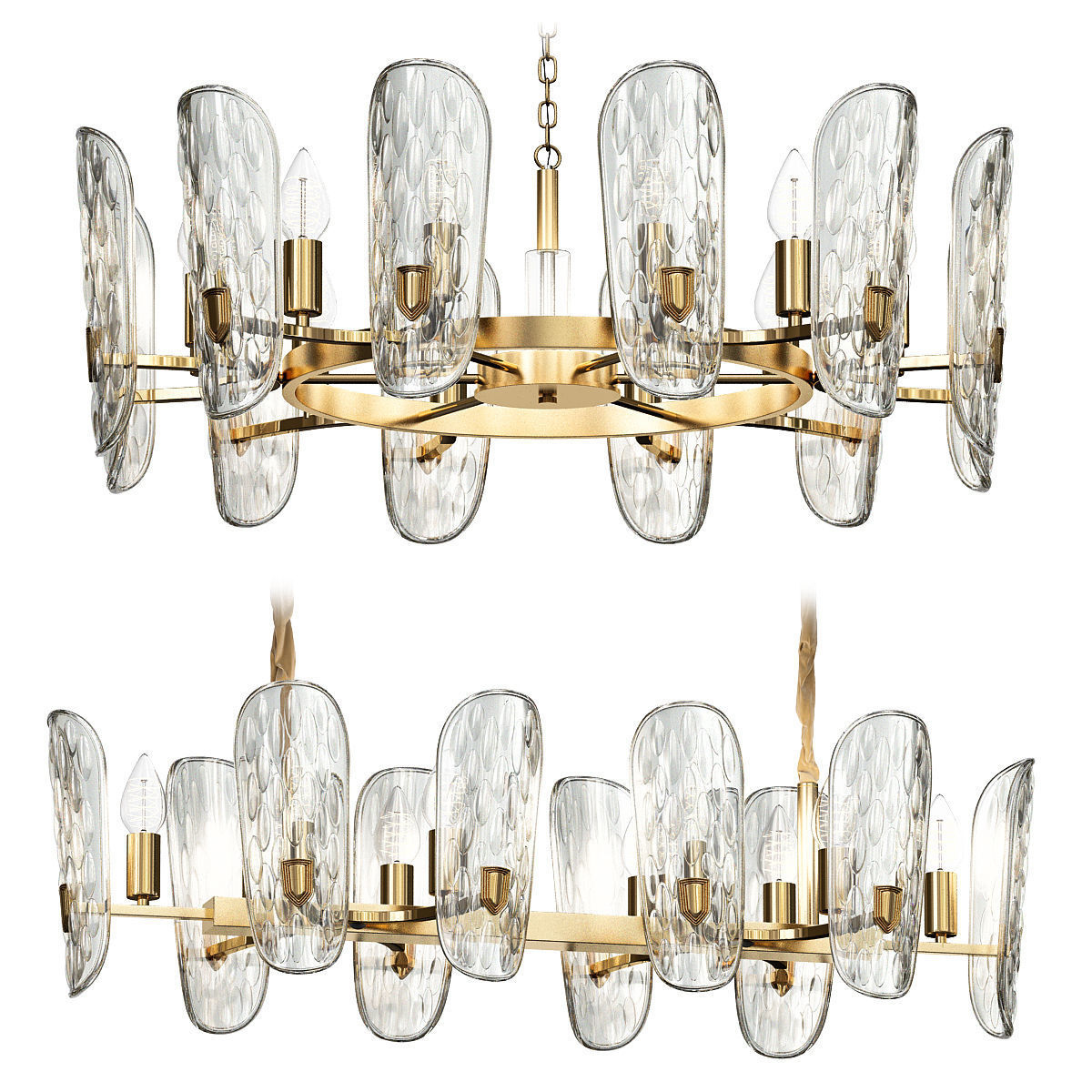candela modern chandelier in brass and glass 3D model_1