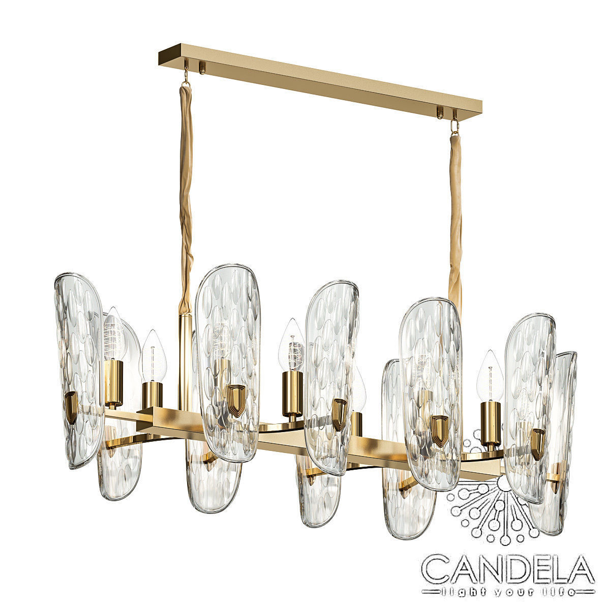 candela modern chandelier in brass and glass 3D model_2