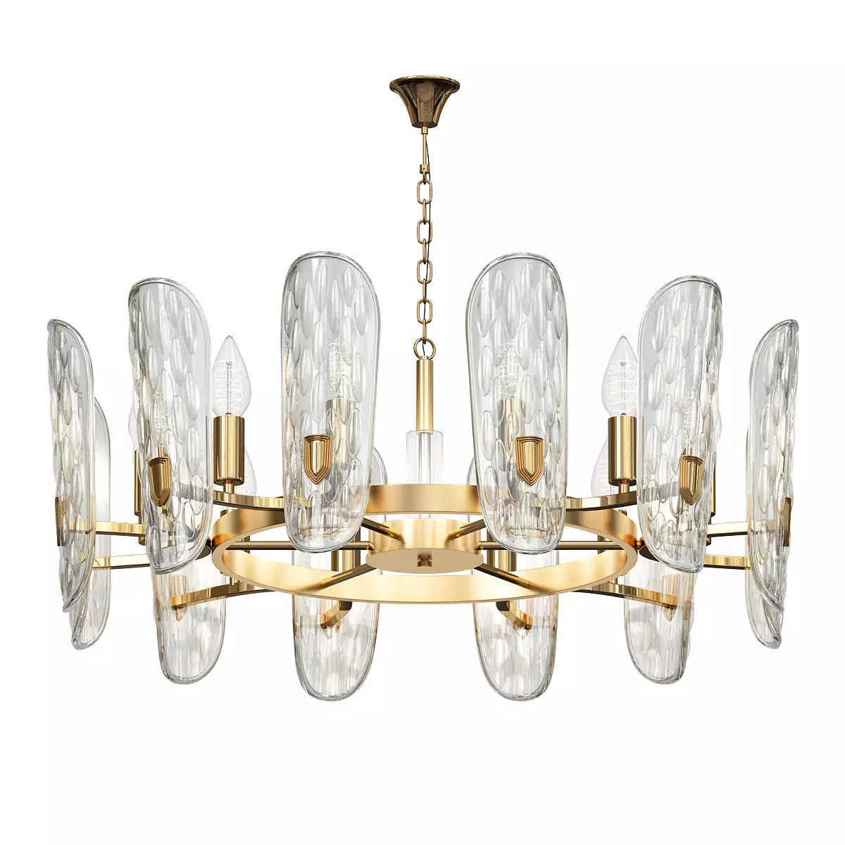 candela modern chandelier in brass and glass 3D model_0