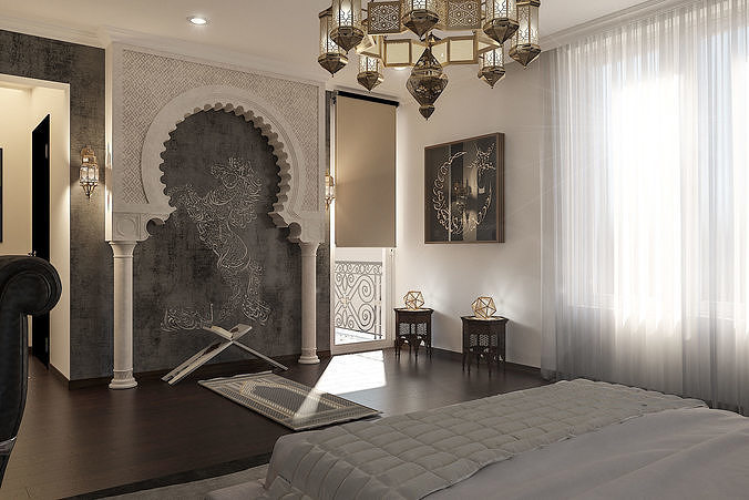Realistic Arabian Islamic Master Bedroom Design 3D MAX 2018 3D model