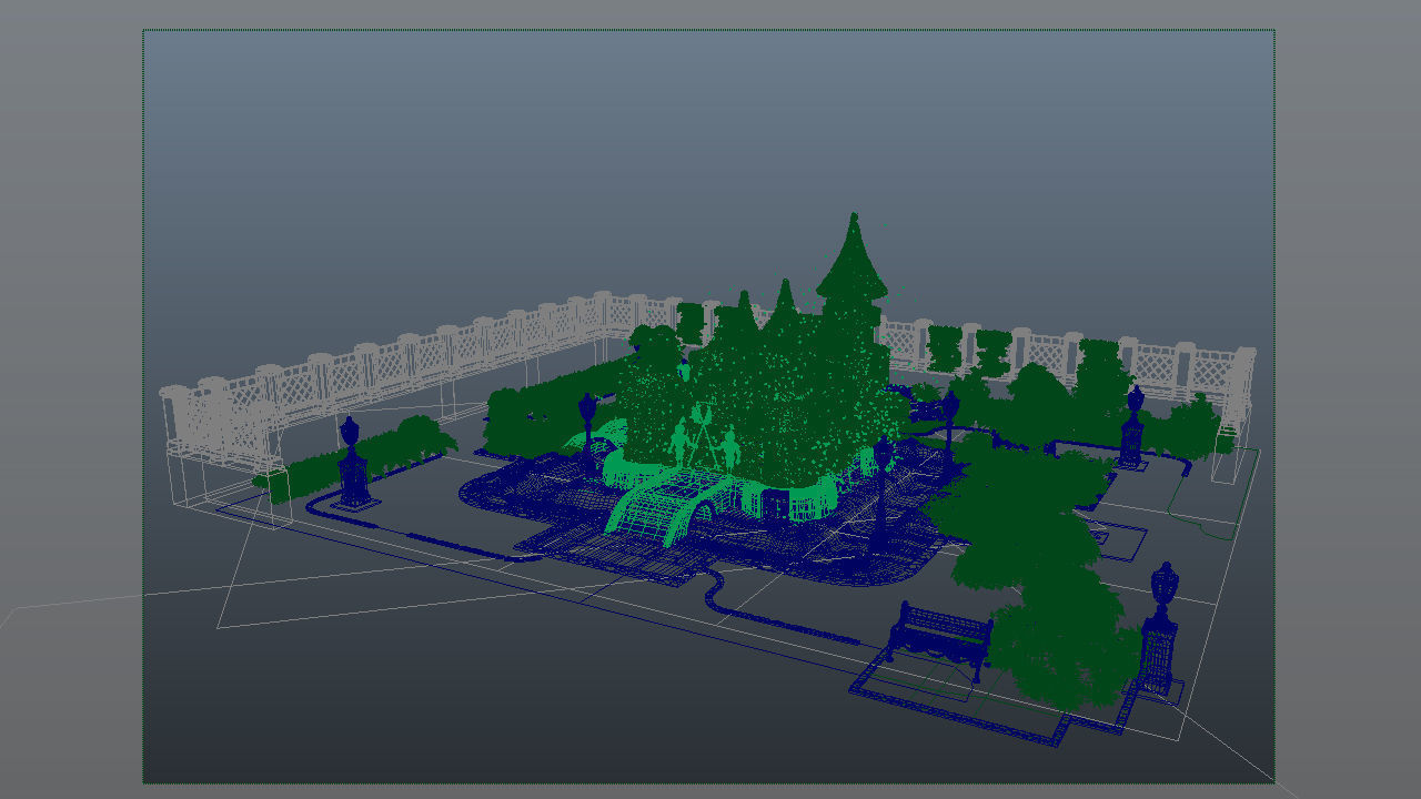 Castle garden 3D model_4