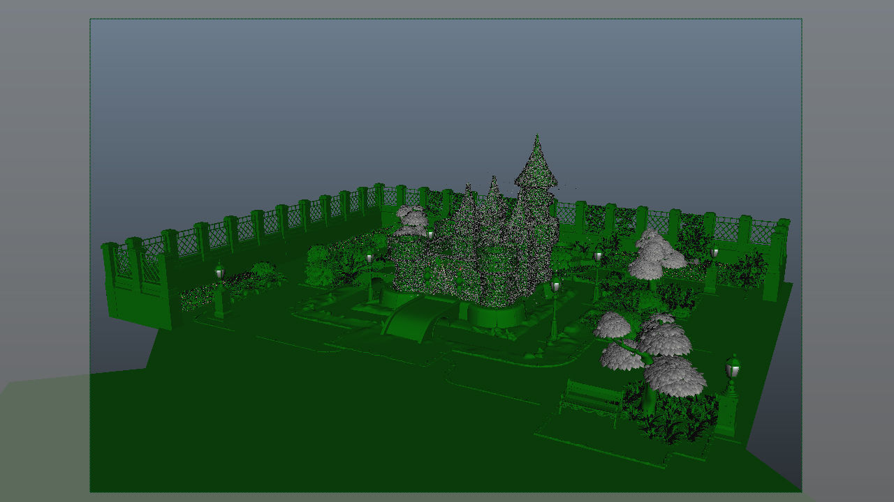 Castle garden 3D model_2