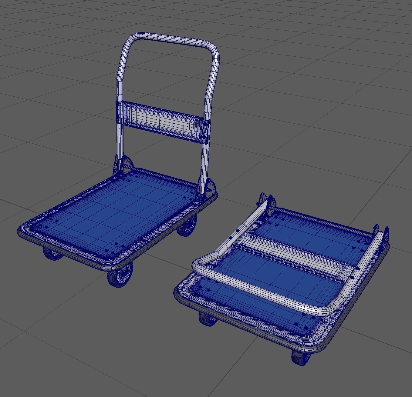 CartA high-poly model dolly cart with two wheels 3D model_2