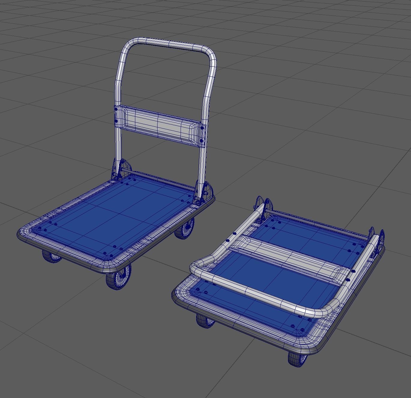 CartA high-poly model dolly cart with two wheels 3D model_1