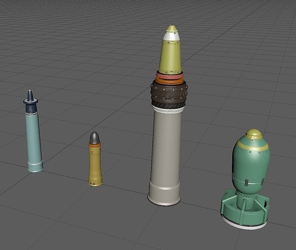 BulletA high-poly model group of different missiles 3D model