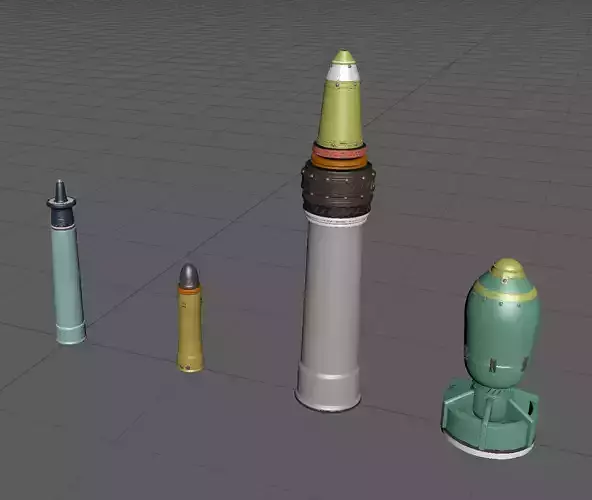 BulletA high-poly model group of different missiles