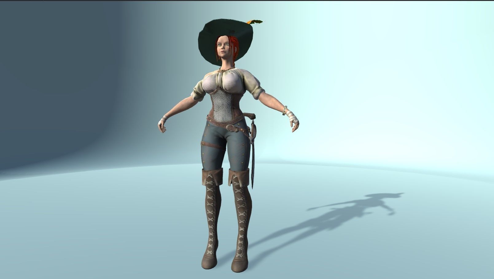 Pirate woman  Low-poly 3D model_14