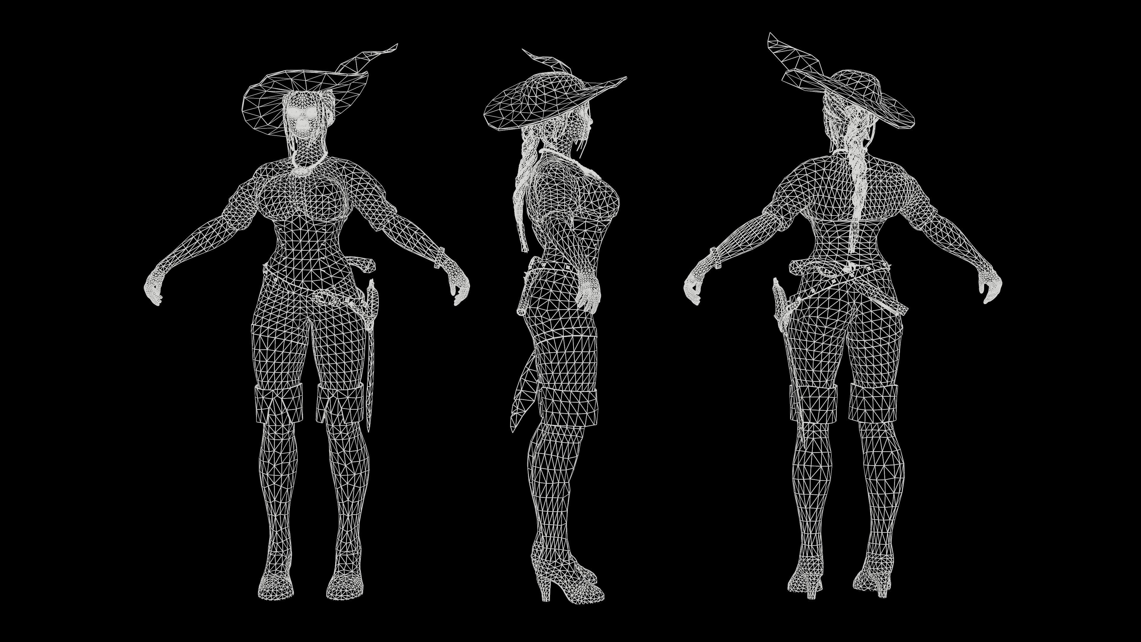 Pirate woman  Low-poly 3D model_7