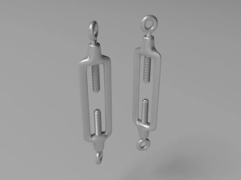 lanyard pair of metal hooks 3D model_0