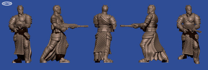 28mm squad of sci-fi Arab soldiers 3D printable model