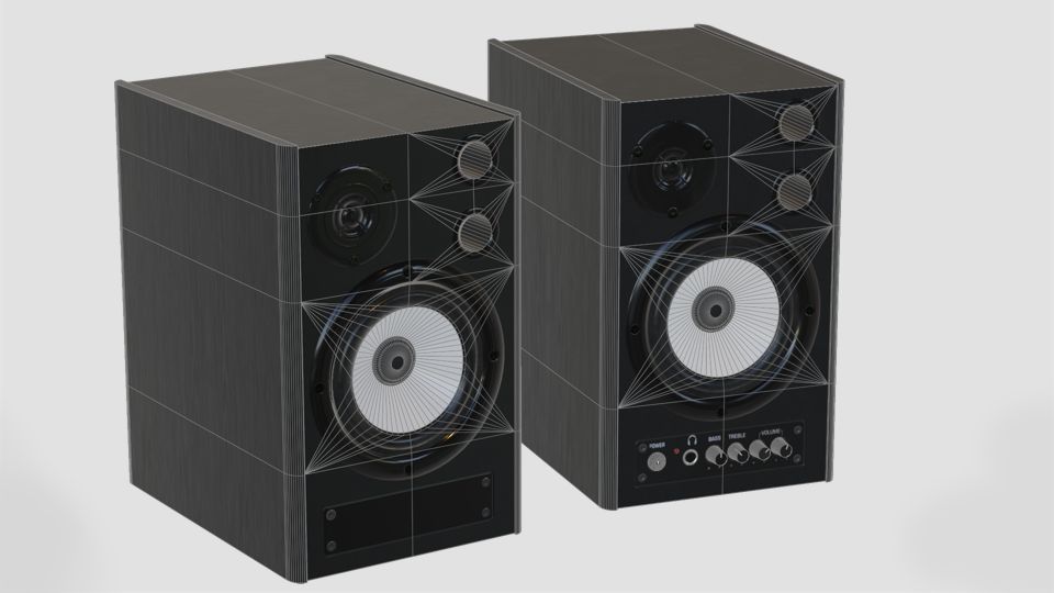 Pair of Speakers Low-poly 3D model_2
