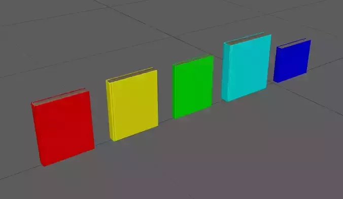 BookA high-poly model different colored squares in row