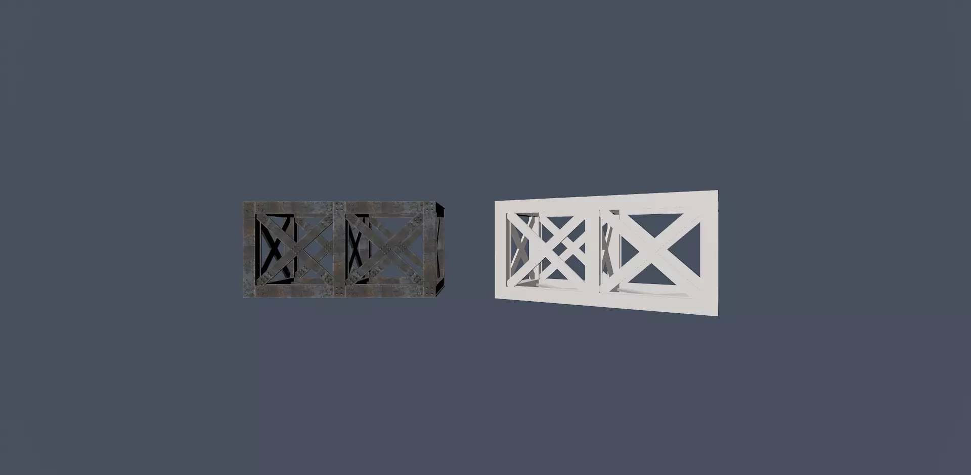 Fences city assets for game Low-poly 3D model_0