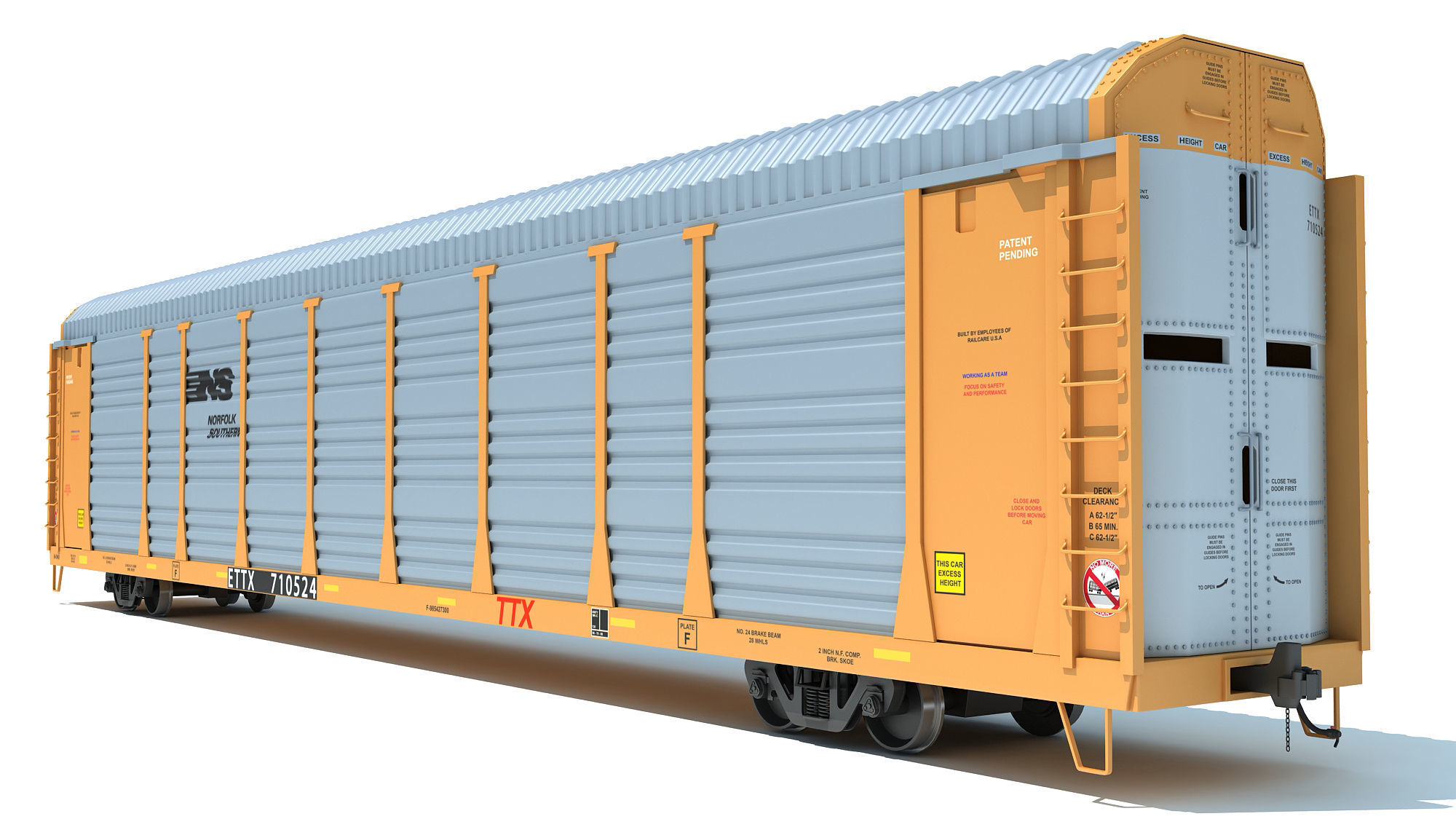 Auto Carrier Rail Car 3D model_3