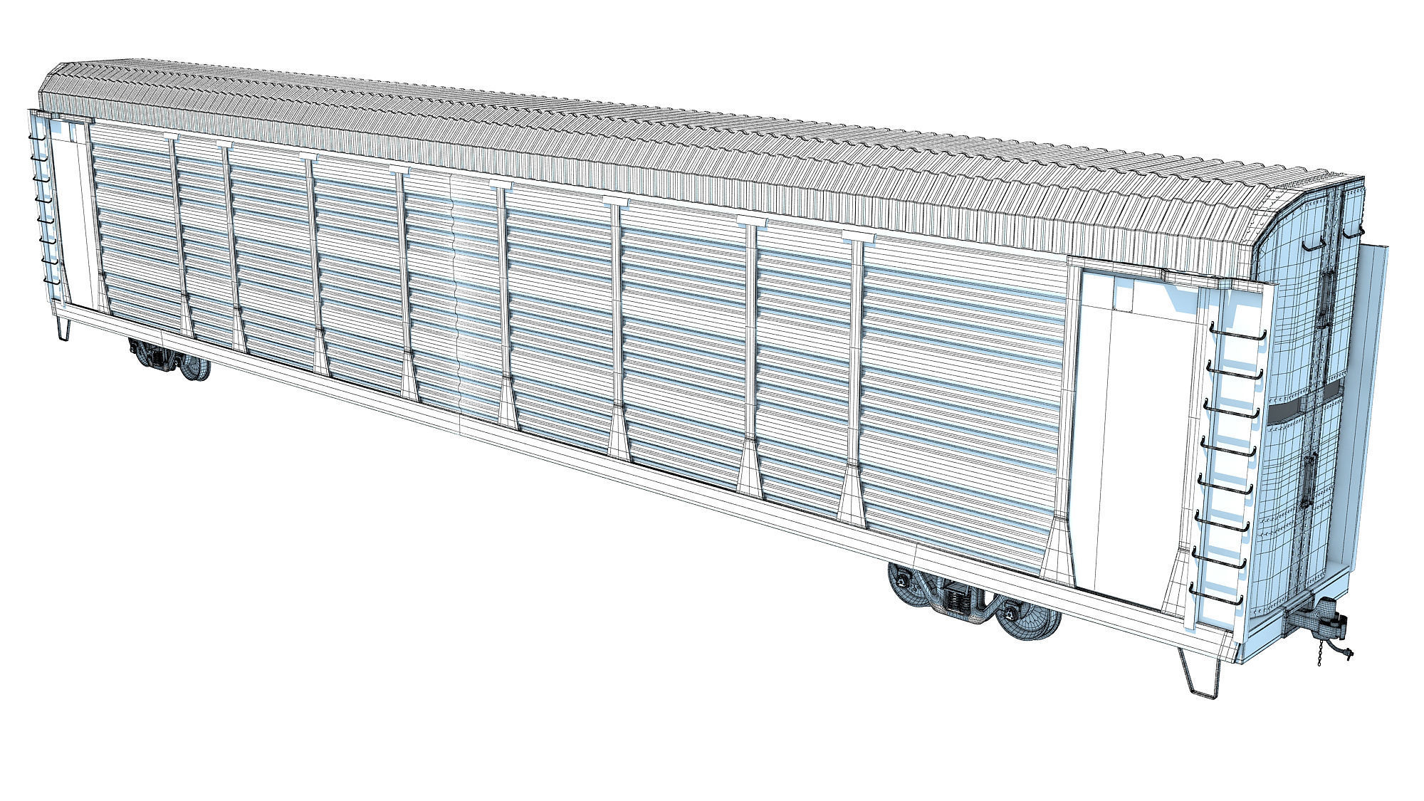 Auto Carrier Rail Car 3D model_15