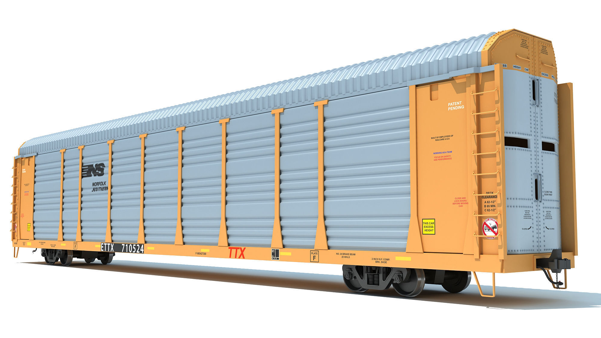 Auto Carrier Rail Car 3D model_7