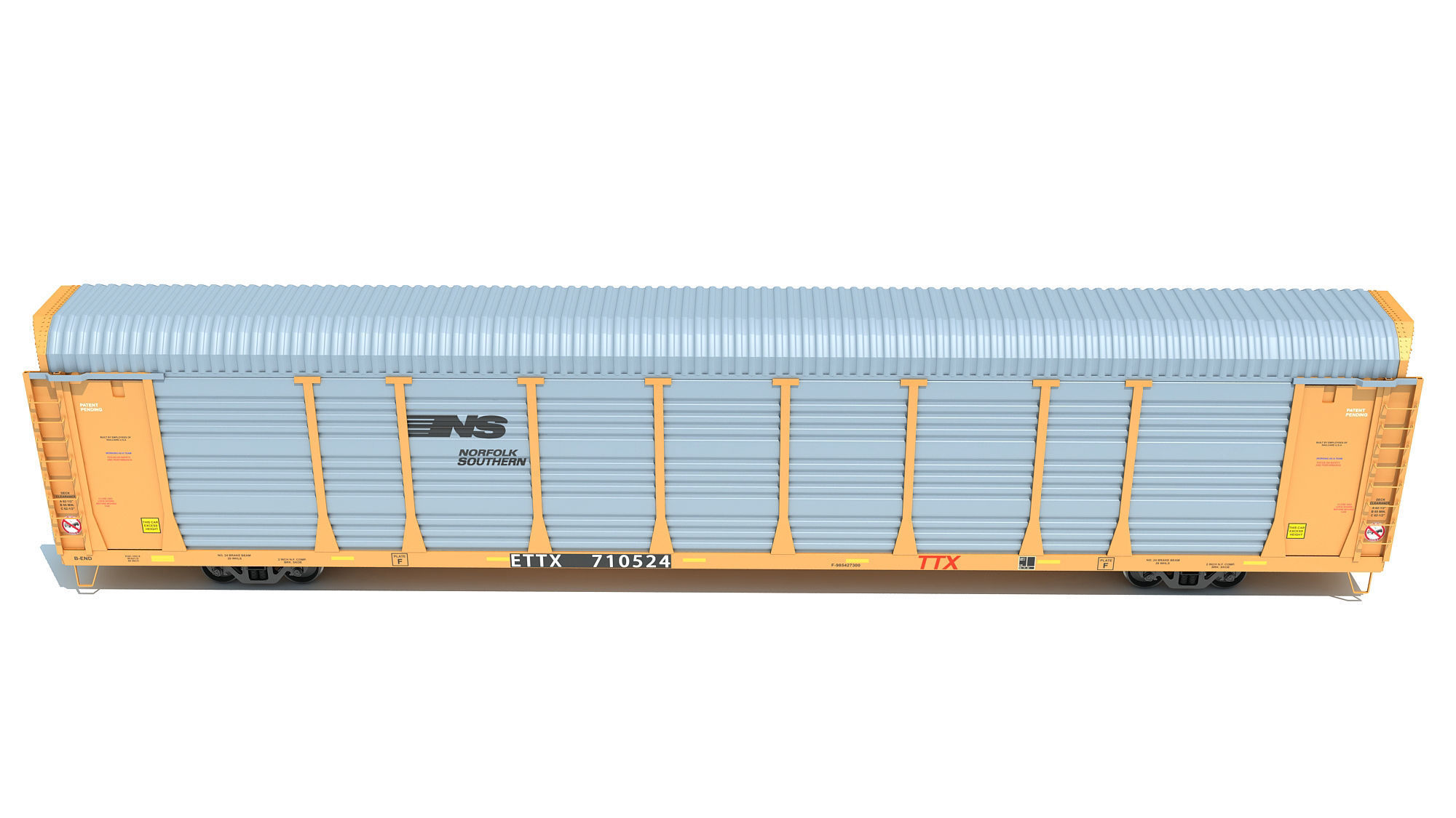 Auto Carrier Rail Car 3D model_6